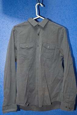 Express Gray long sleeve button-up shirt Kid Large